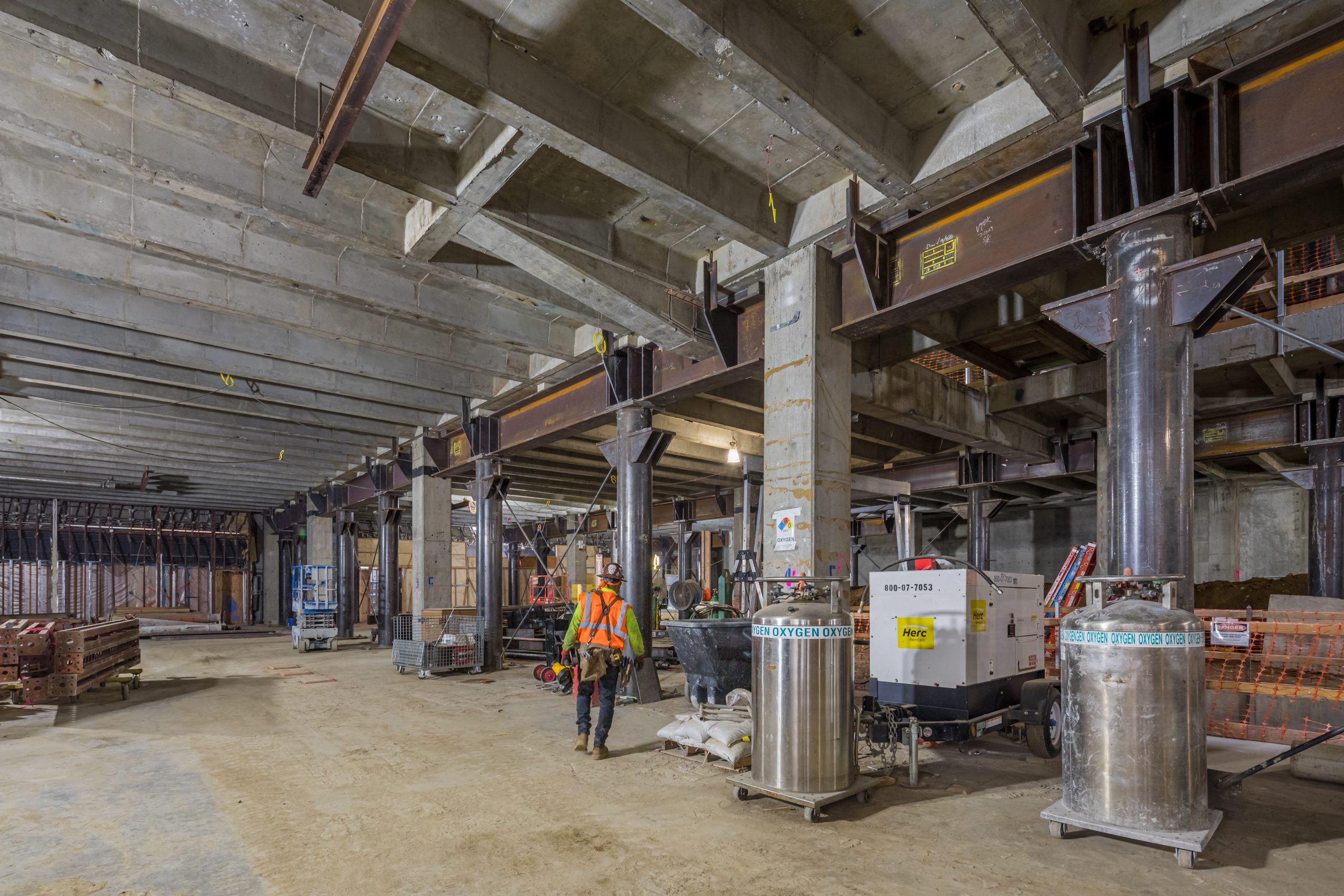 a warehouse with several machines