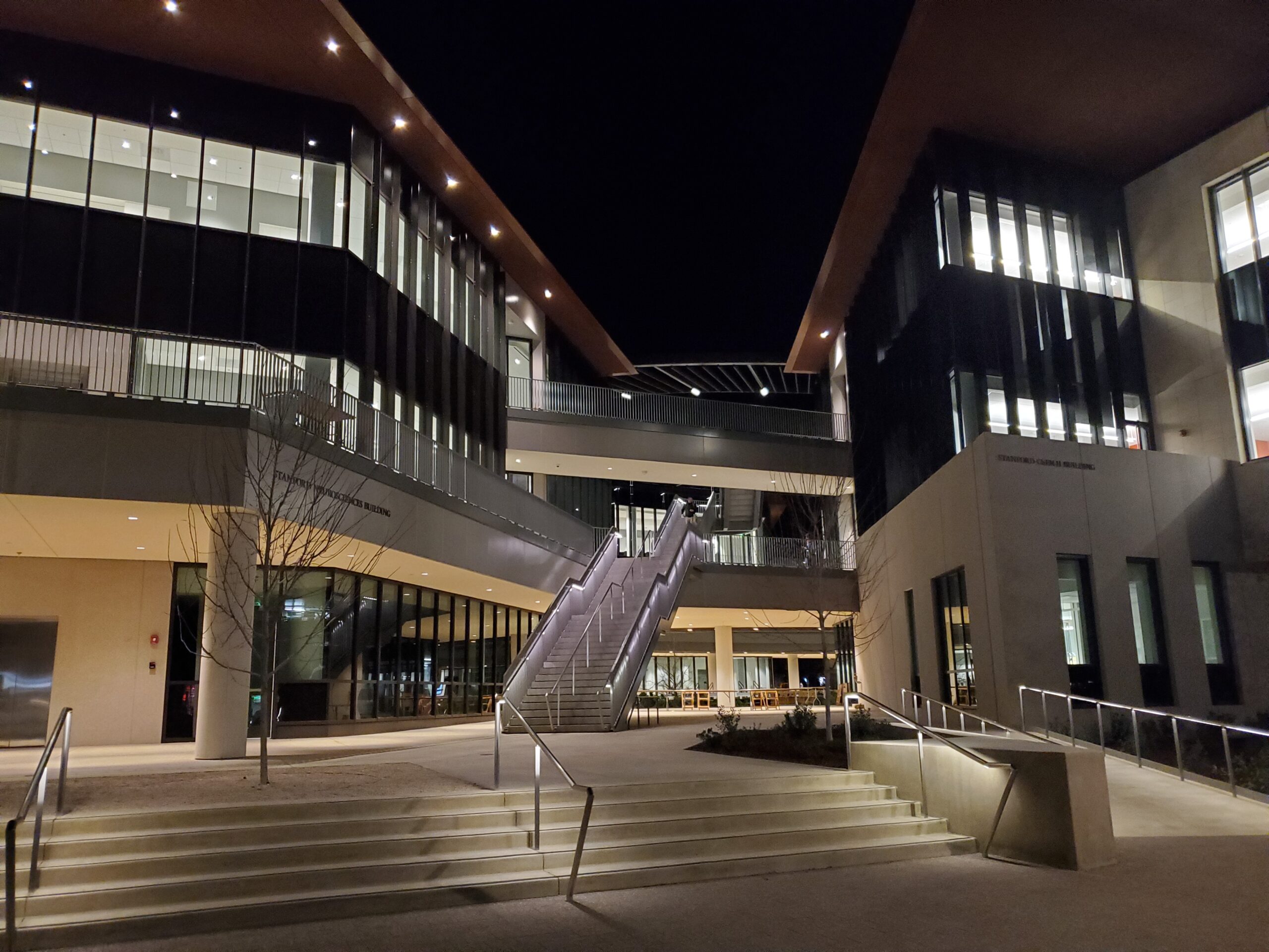 a building with a staircase and a staircase in the middle