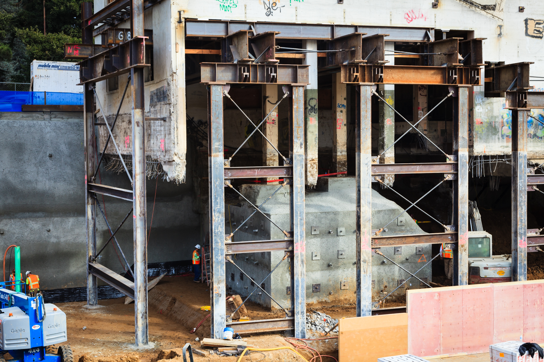 a large metal structure with a few ladders