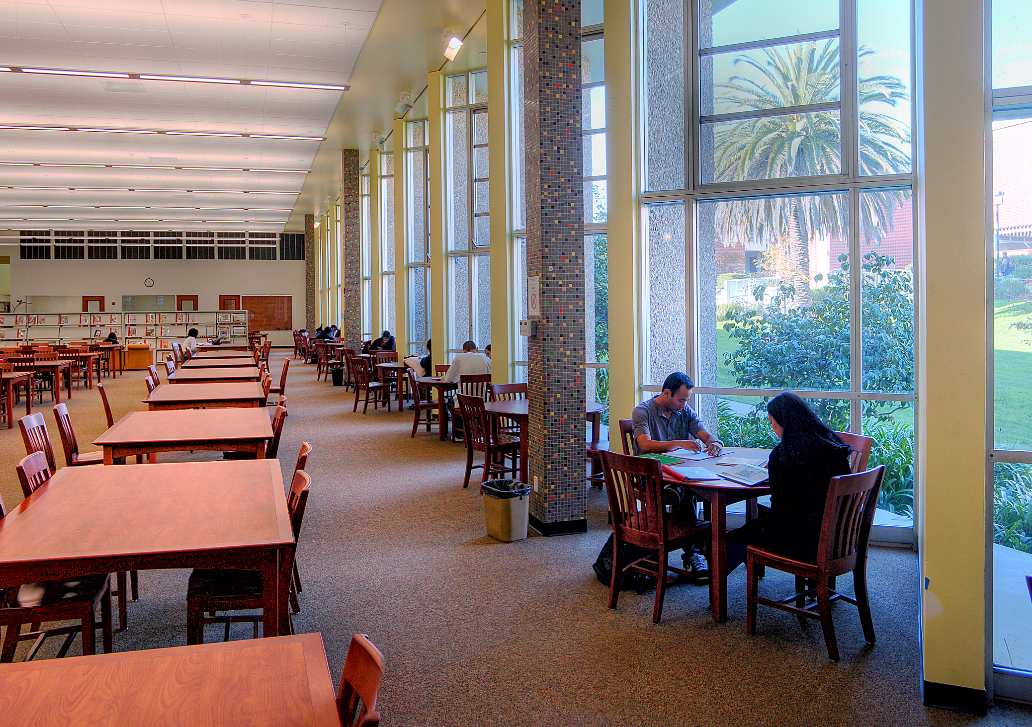 a room with tables and chairs