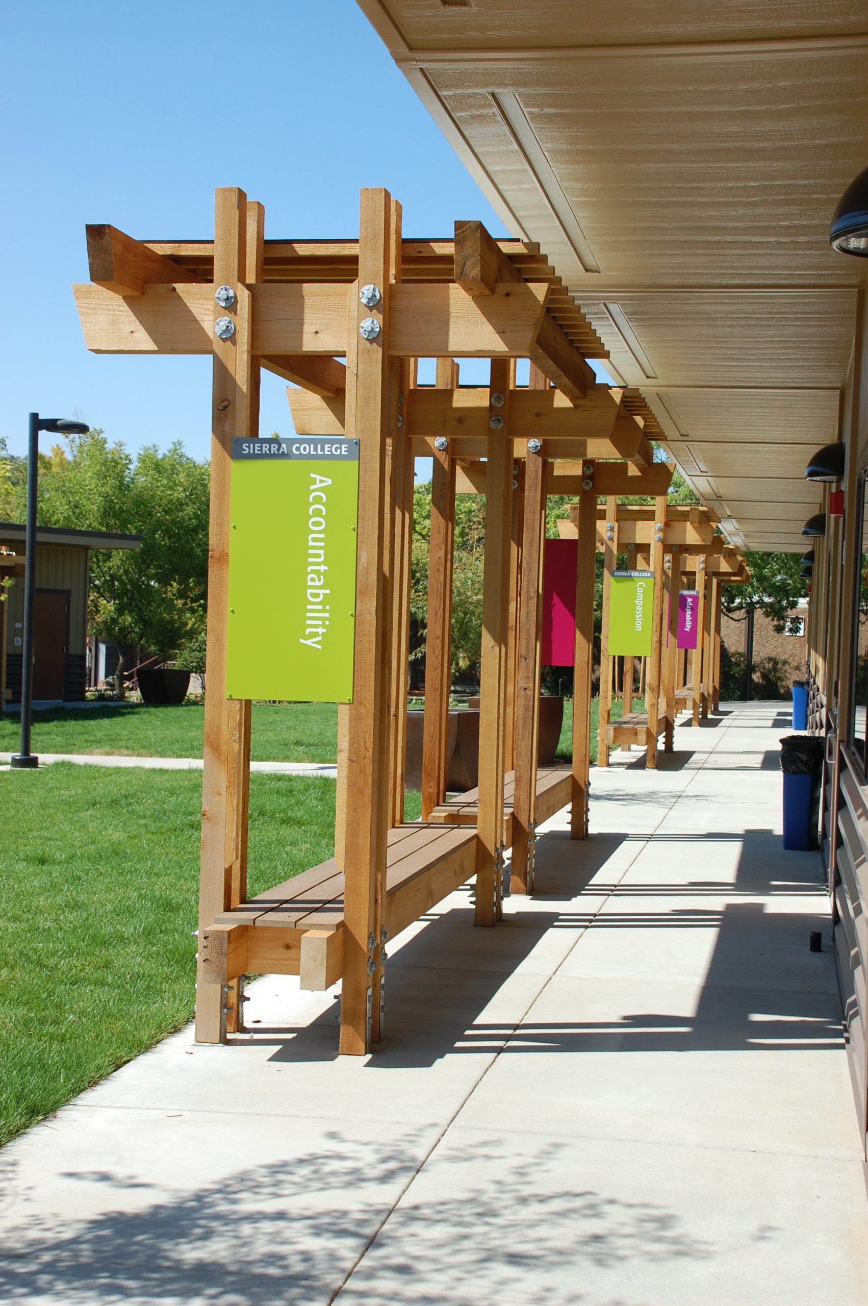 a wooden structure with a wood frame