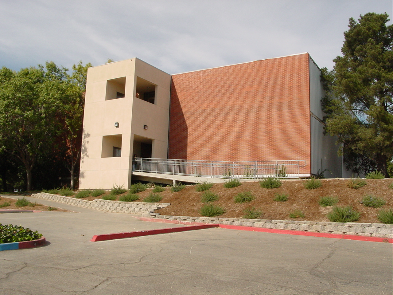 a building with a red line