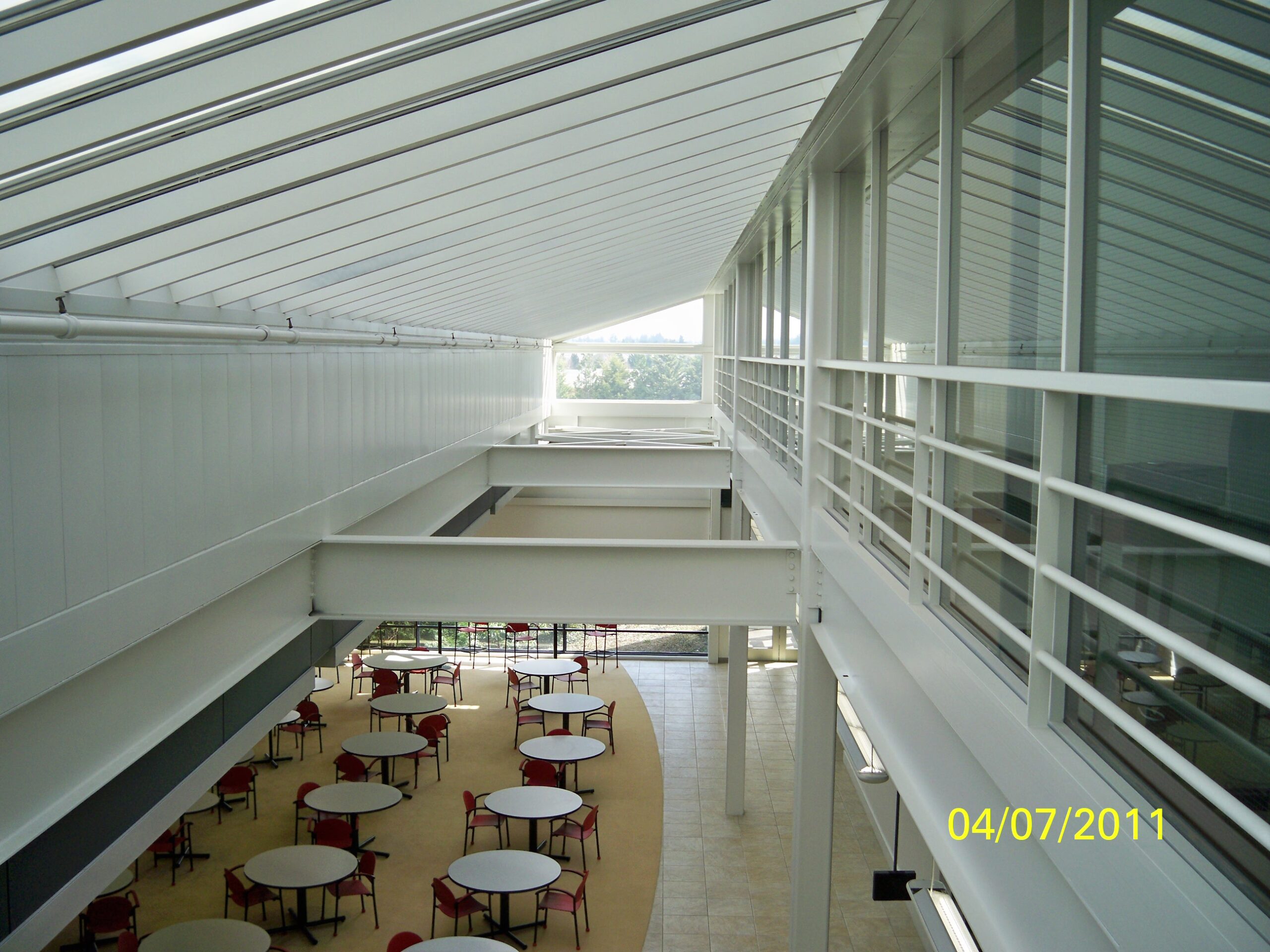 a room with tables and chairs