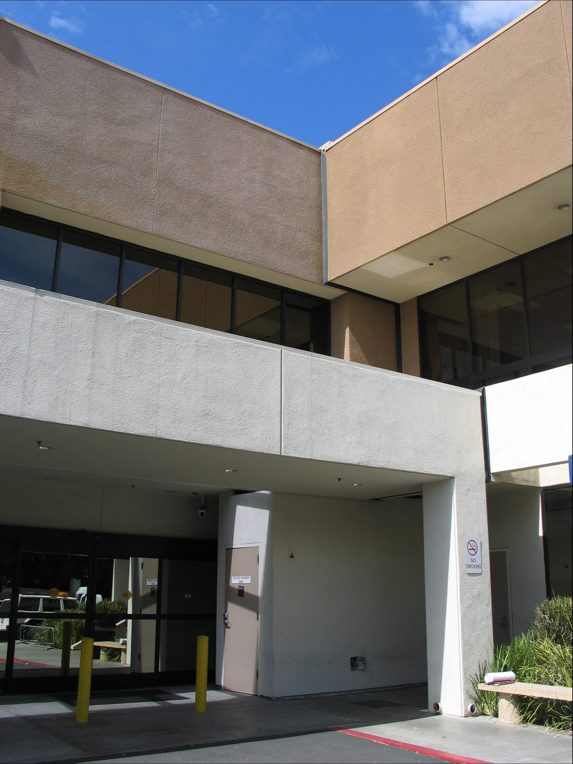 a building with a parking lot