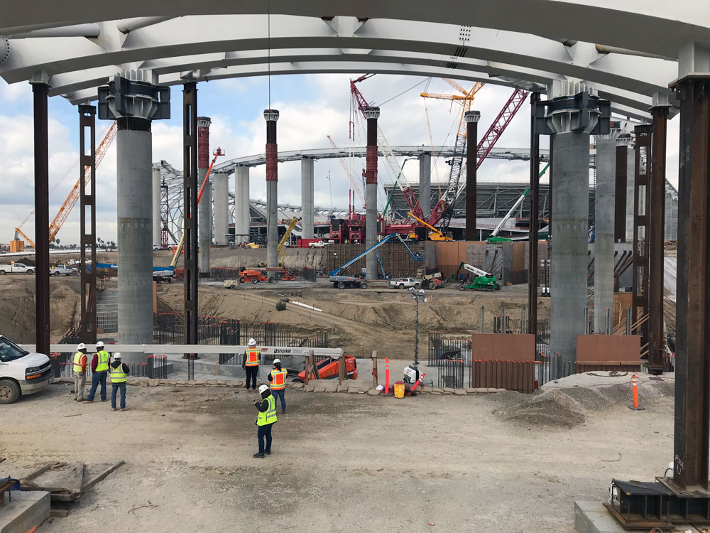 a group of people in a construction site