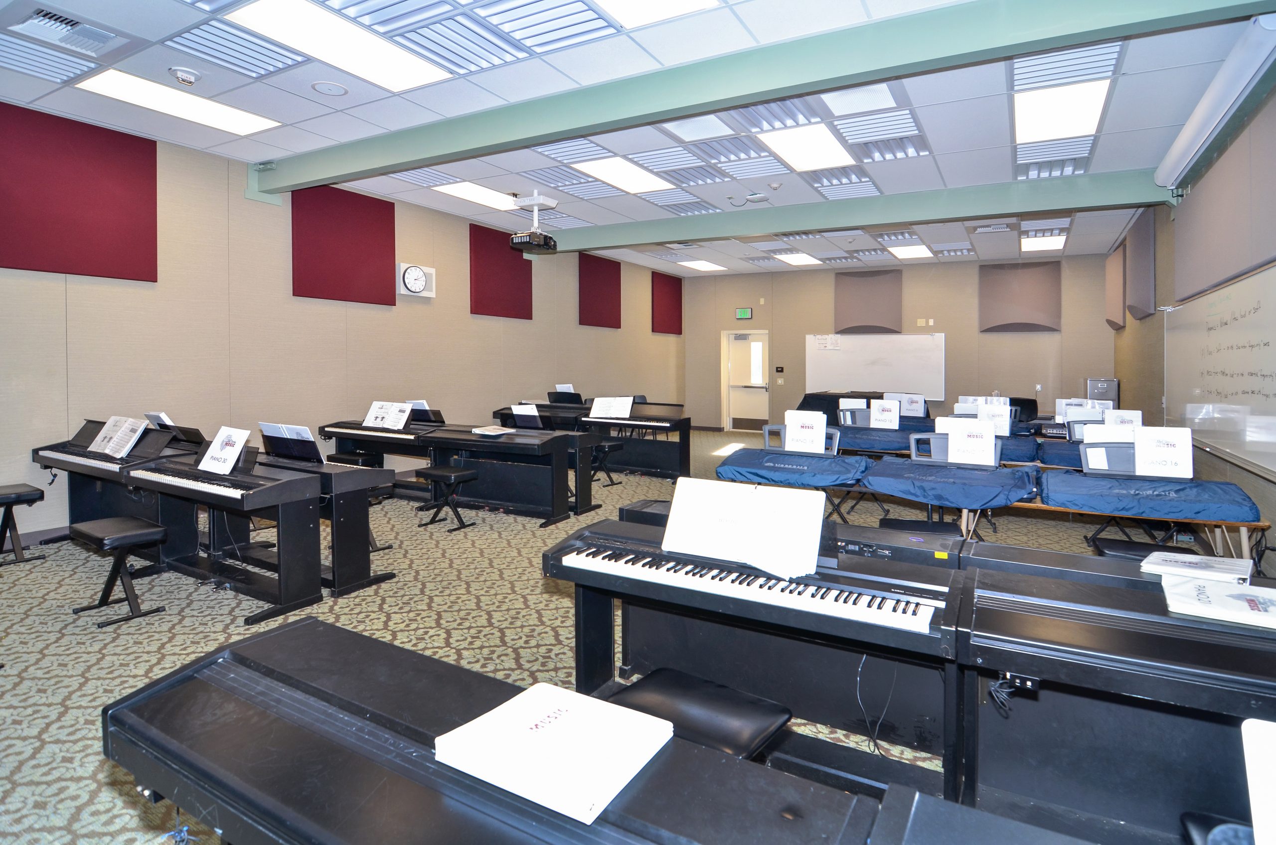 a room with several computers