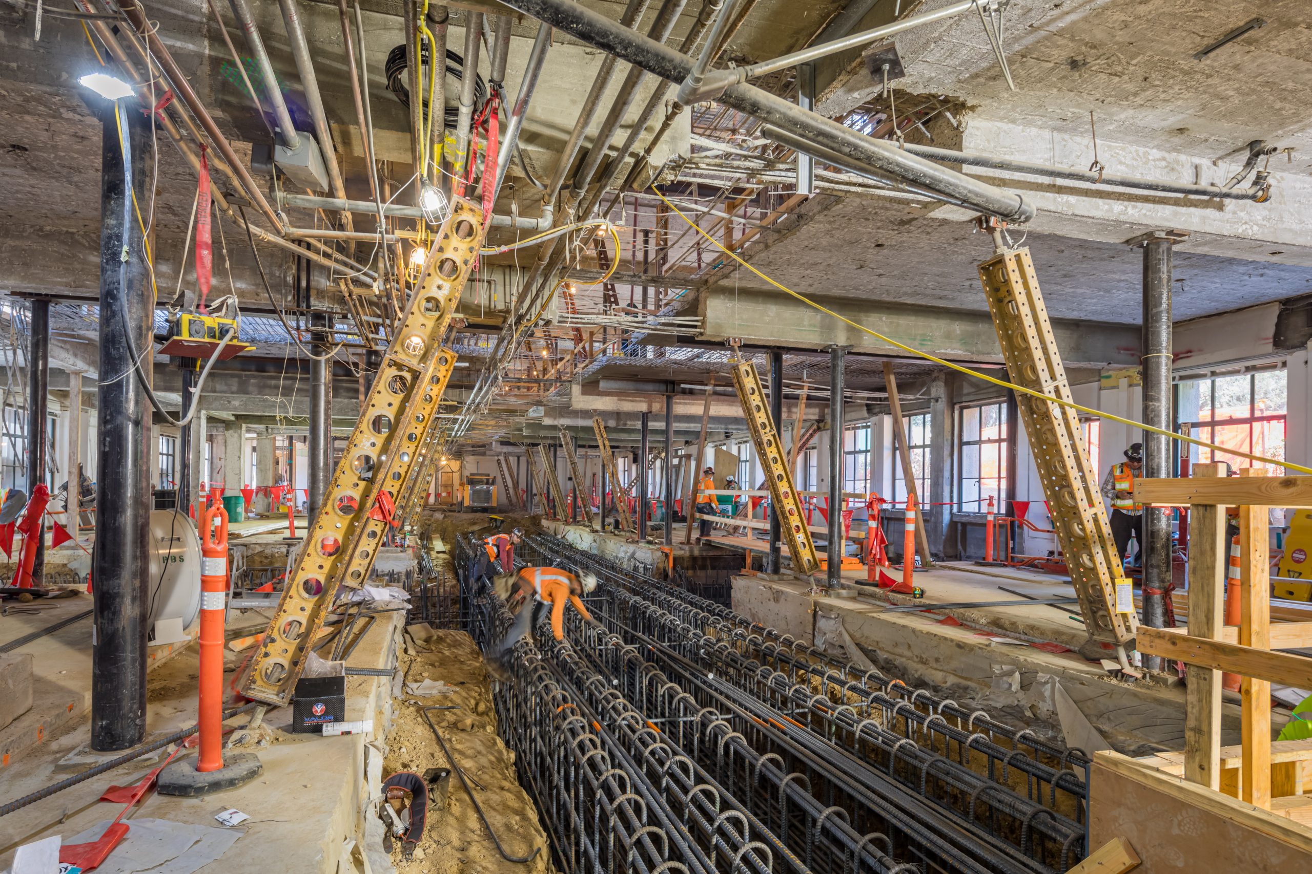 a large factory with several steel beams