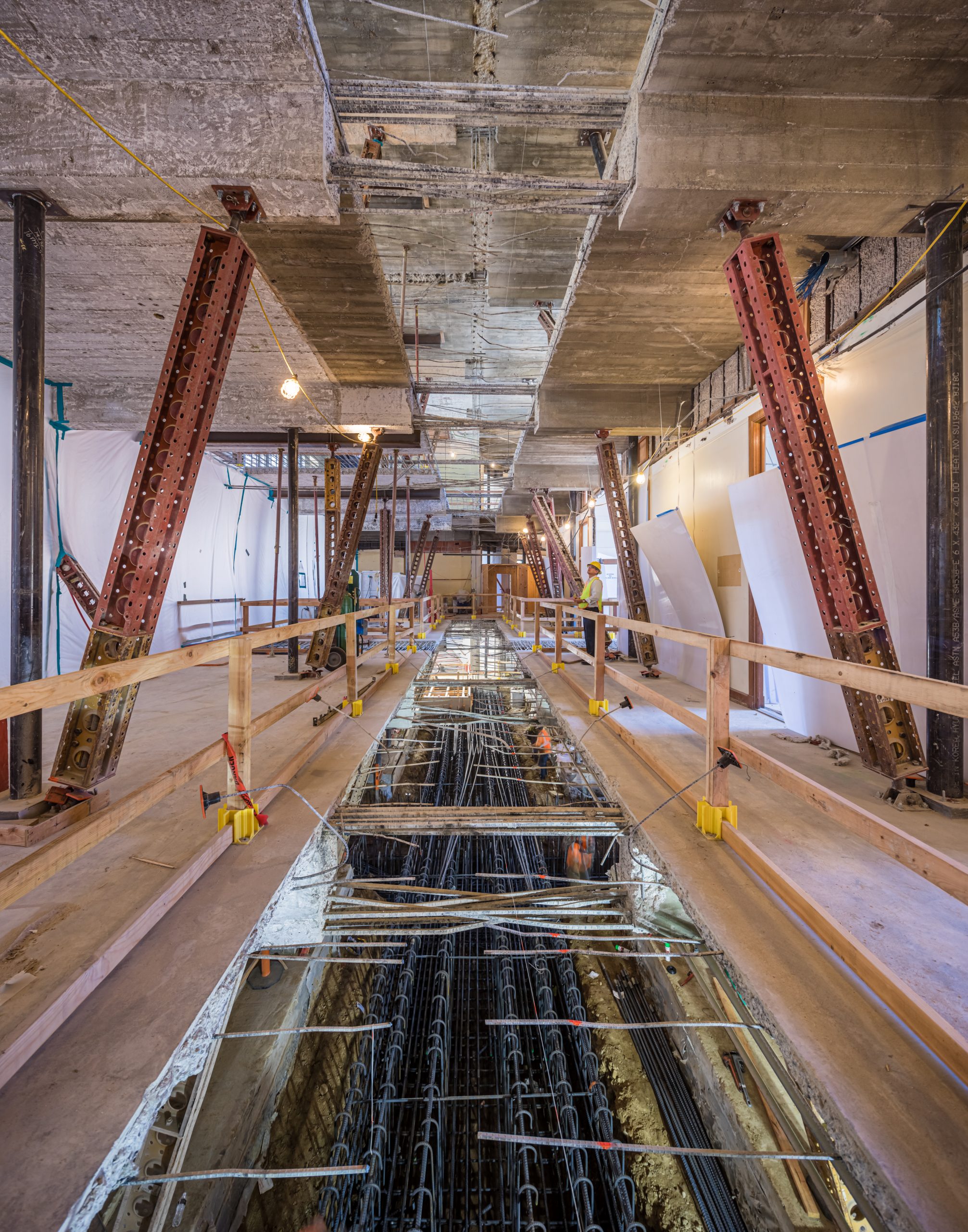 a large room with a large group of pipes and tubes