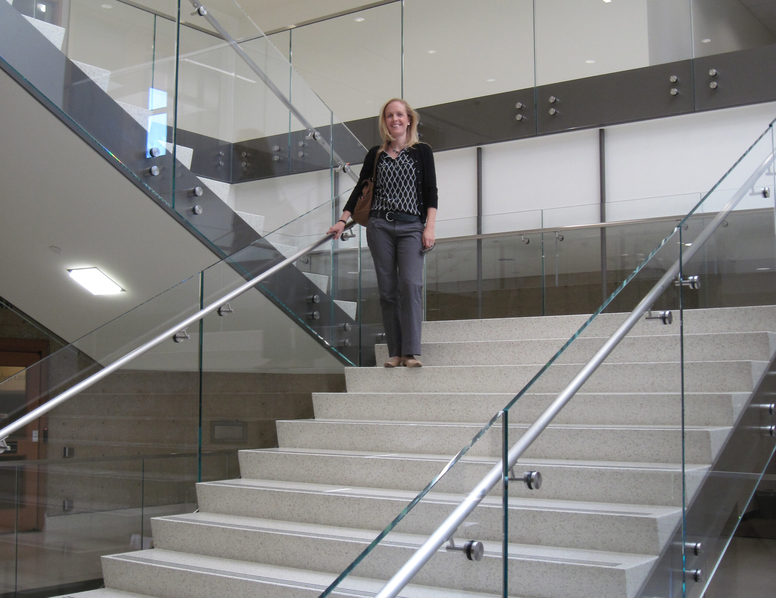 a person standing on a set of stairs