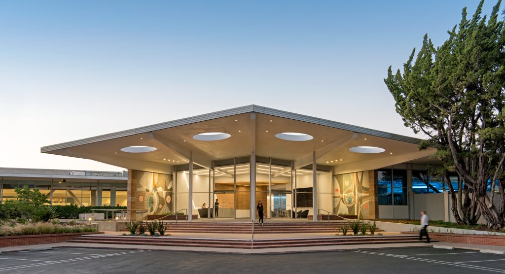 a building with a glass front